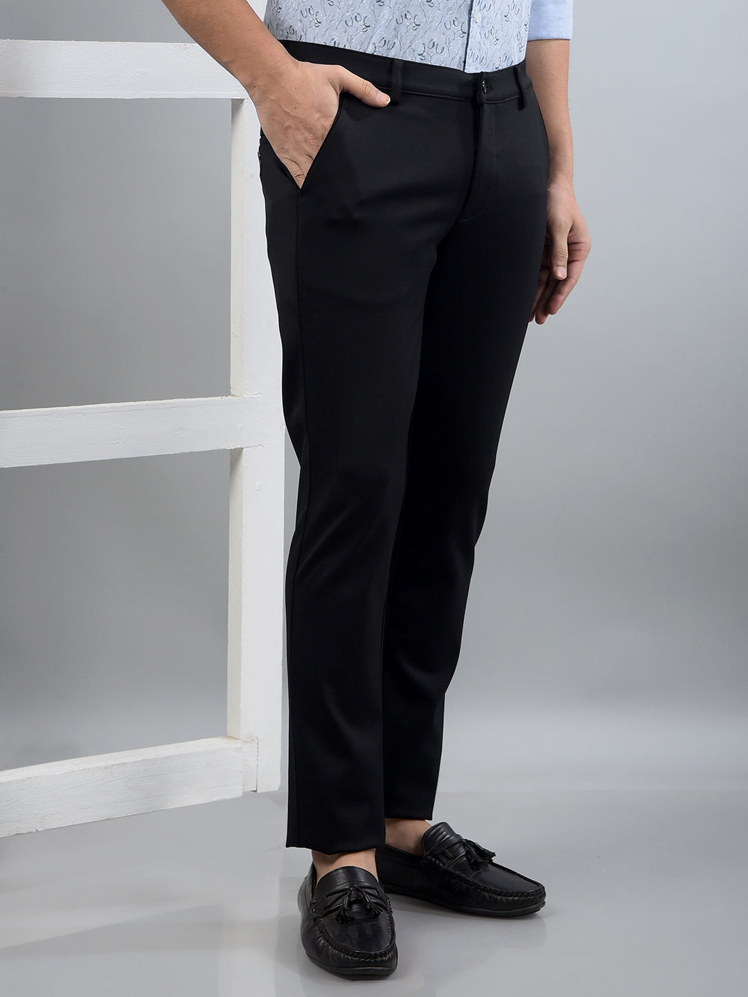 Black Printed Trousers-Men Trousers-Crimsoune Club