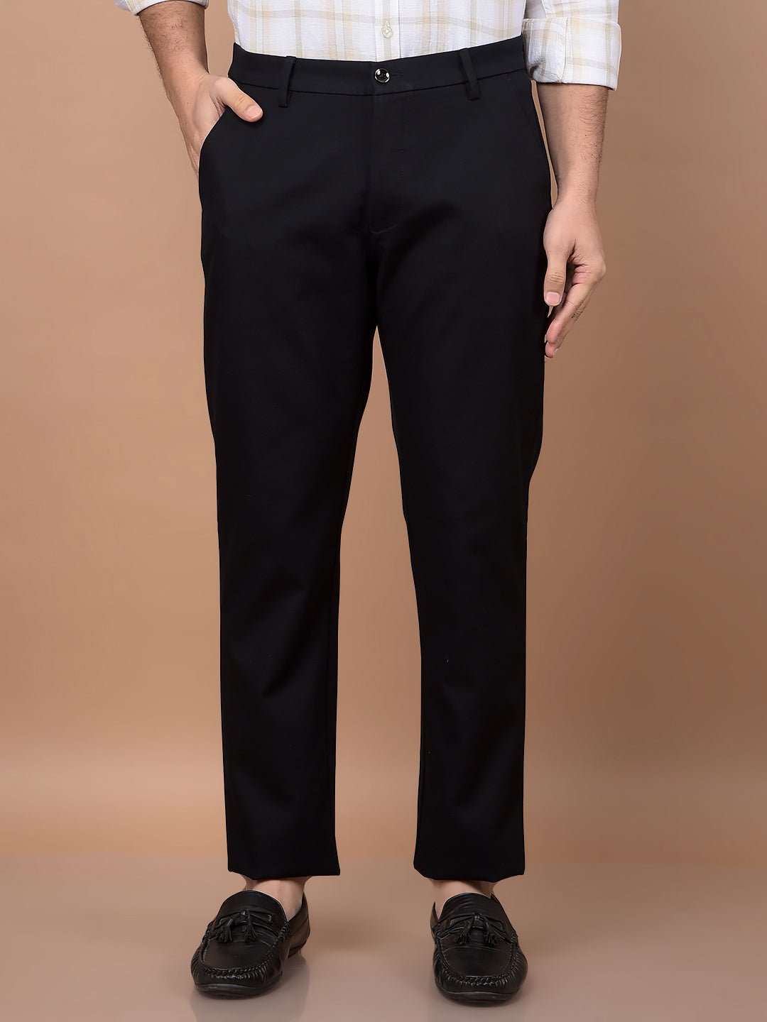 Navy Blue Modal Trousers-Men Trousers-Crimsoune Club