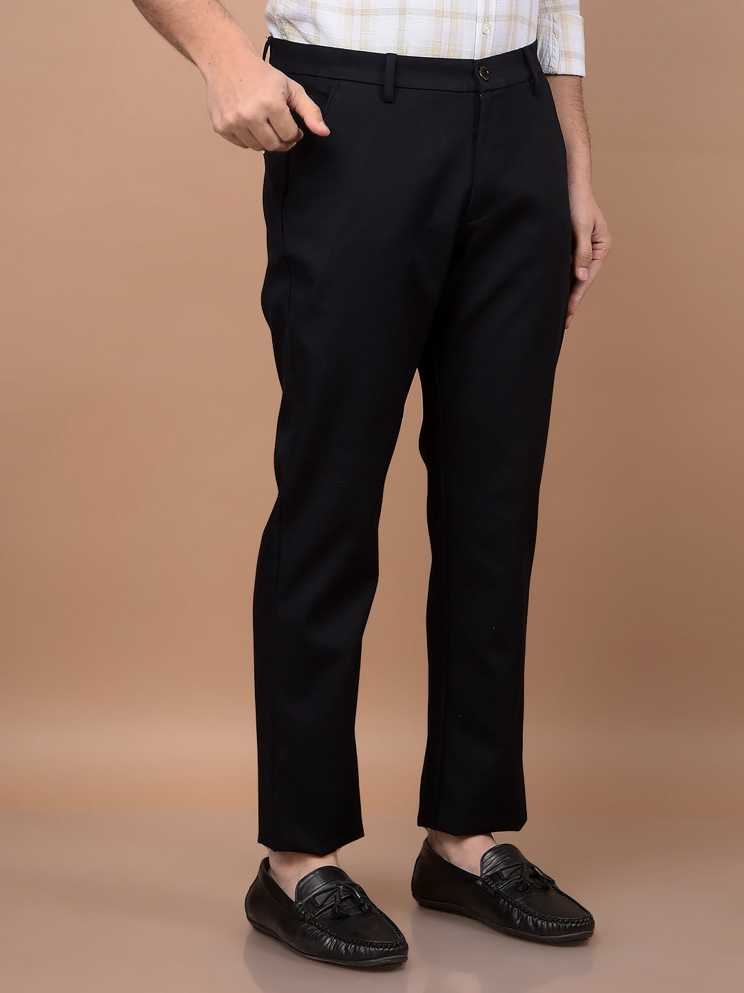 Navy Blue Modal Trousers-Men Trousers-Crimsoune Club