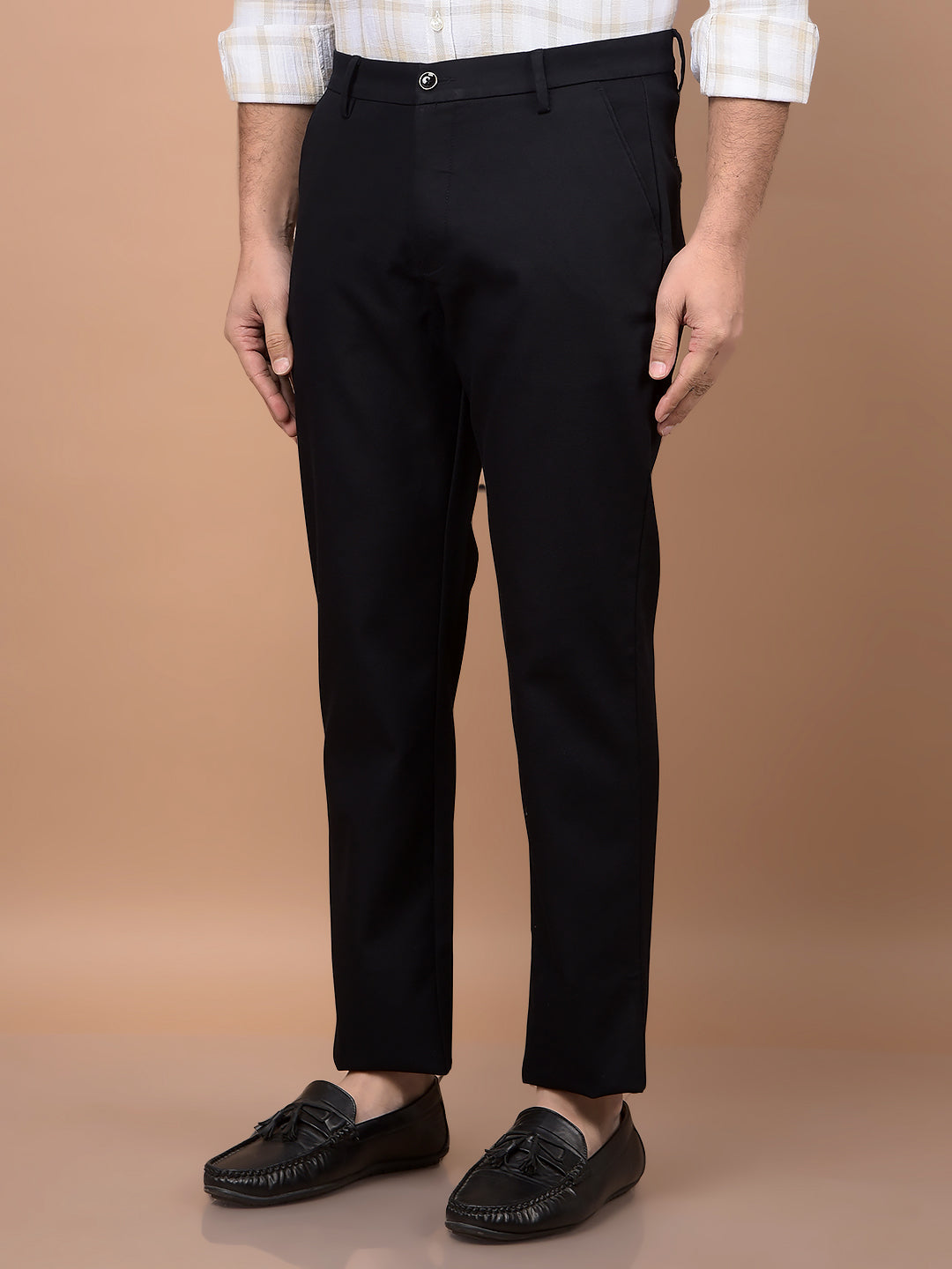 Navy Blue Modal Trousers-Men Trousers-Crimsoune Club