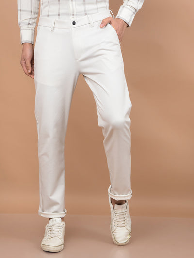 Beige Printed Knitted Trousers-Men Trousers-Crimsoune Club