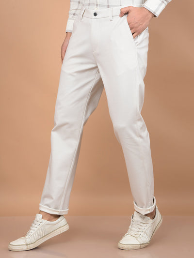 Beige Printed Knitted Trousers-Men Trousers-Crimsoune Club