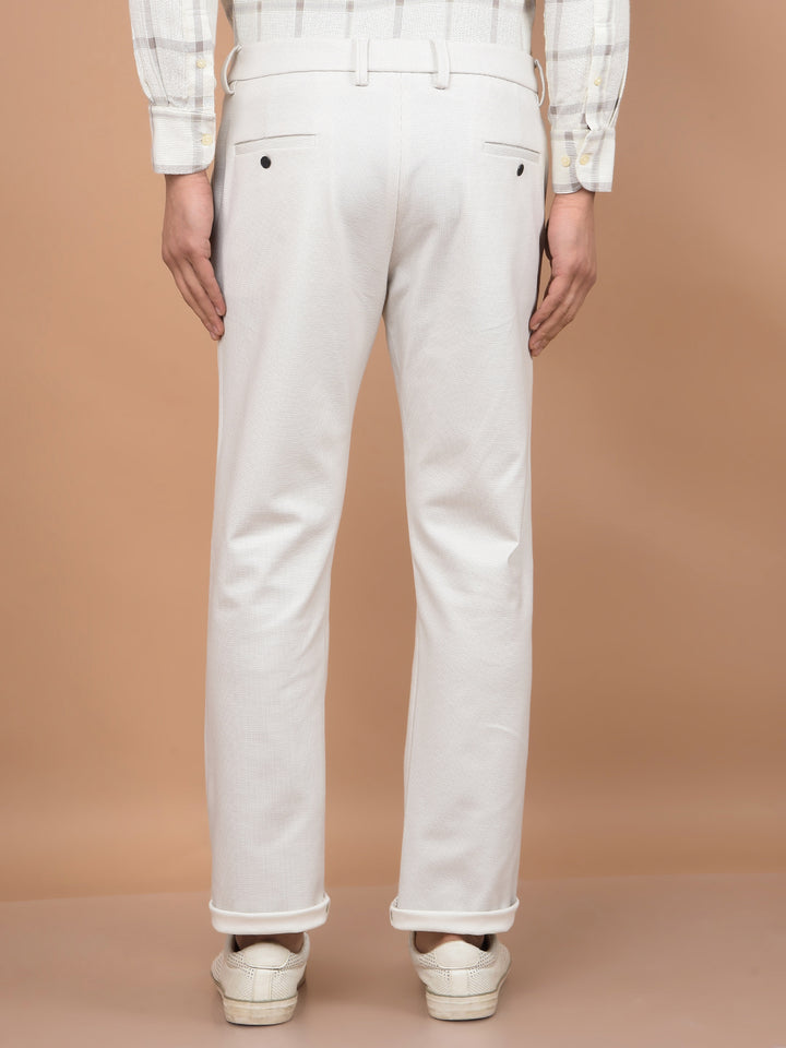 Beige Printed Knitted Trousers-Men Trousers-Crimsoune Club