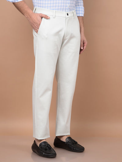 White Printed Knitted Trousers-Men Trousers-Crimsoune Club