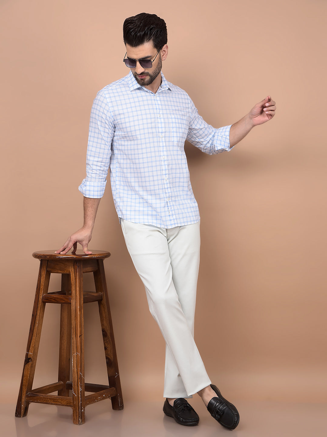 White Printed Knitted Trousers-Men Trousers-Crimsoune Club