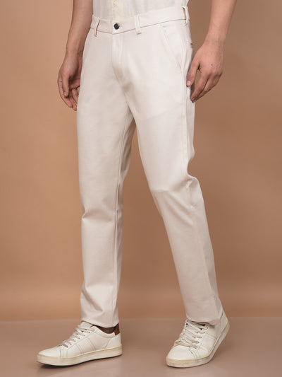 Beige Printed Knitted Trousers-Men Trousers-Crimsoune Club