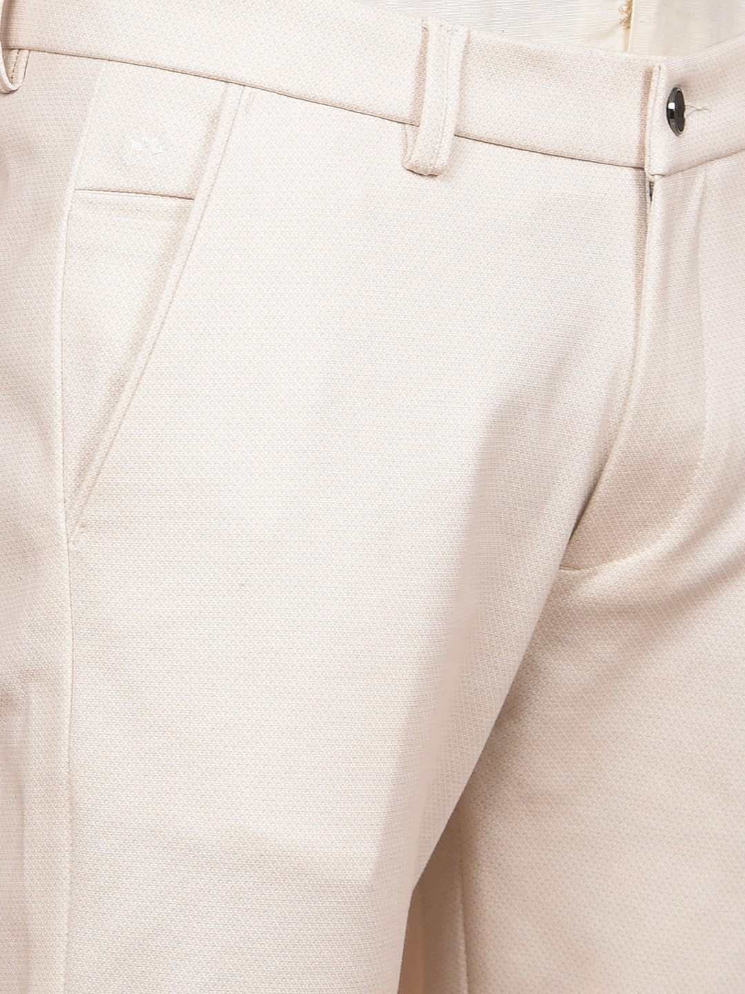 Beige Printed Knitted Trousers-Men Trousers-Crimsoune Club