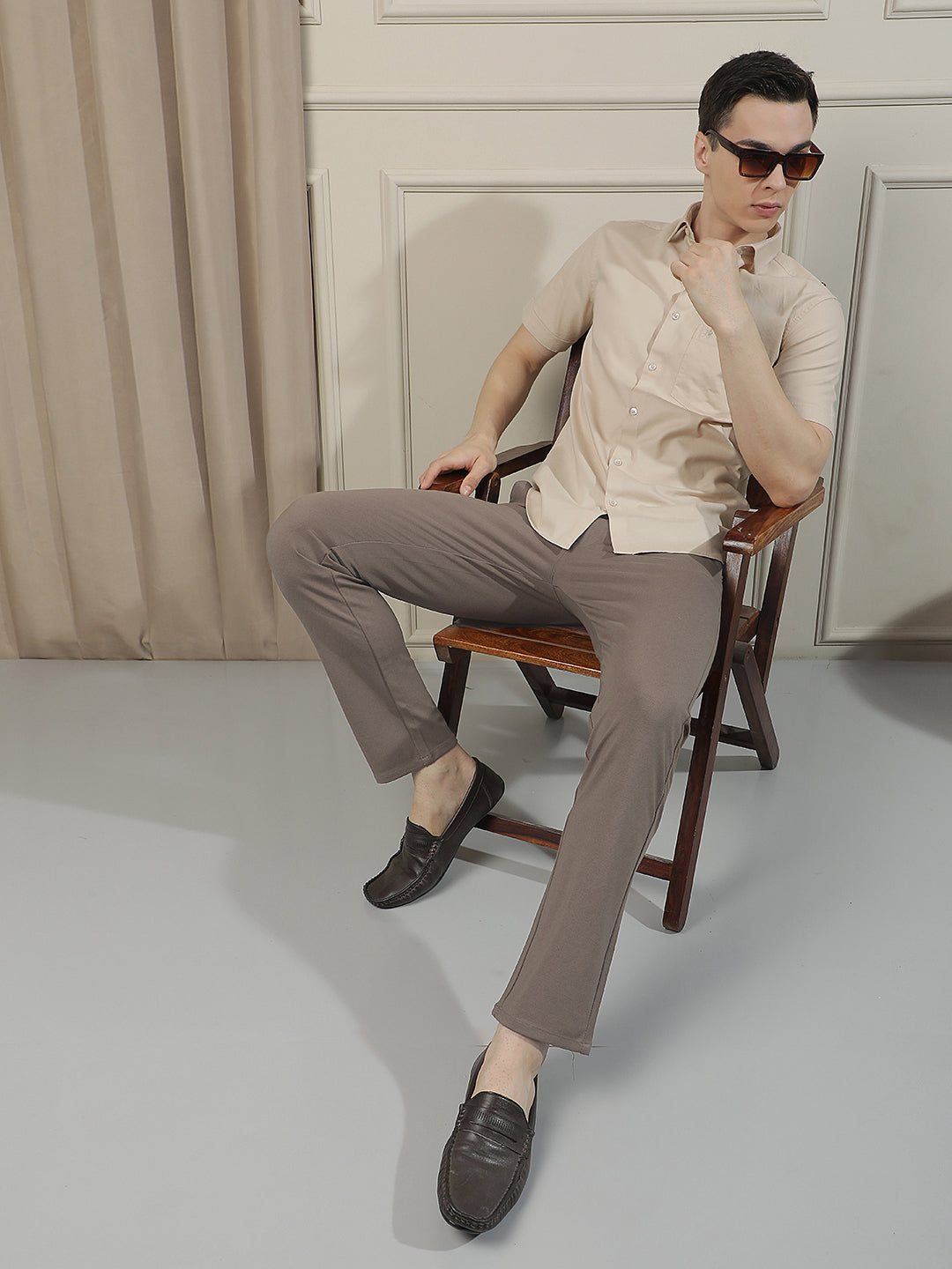 Brown Knitted Trousers-Men Trousers-Crimsoune Club