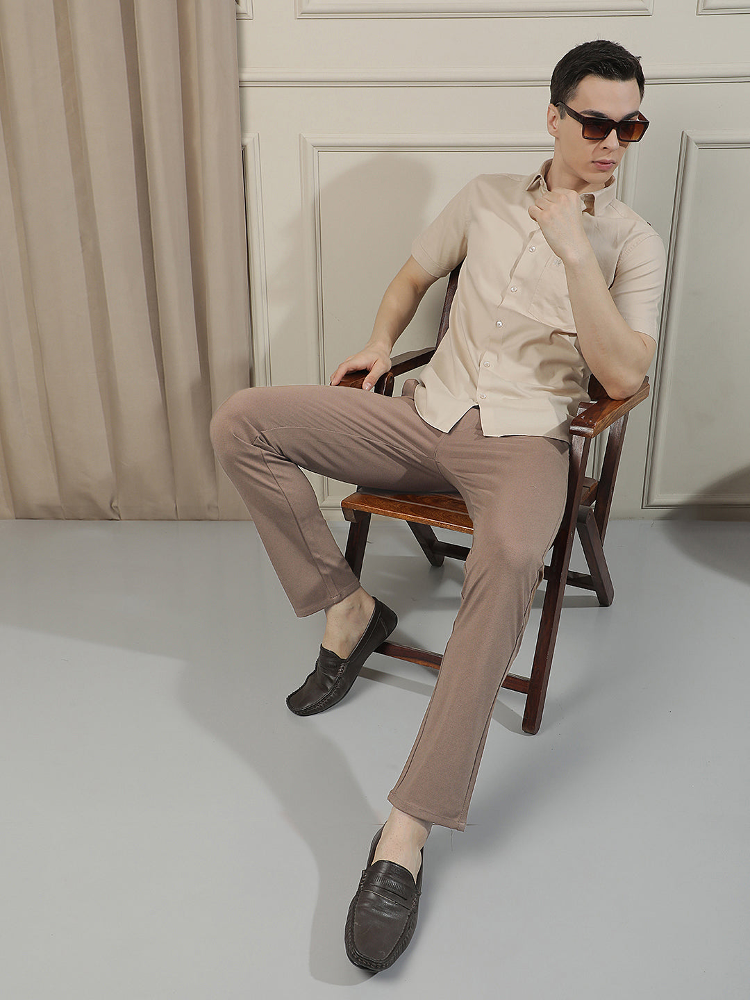 Brown Knitted Trousers-Men Trousers-Crimsoune Club