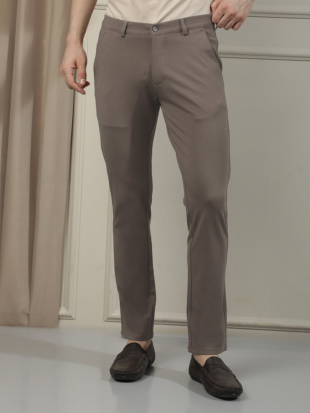 Brown Knitted Trousers-Men Trousers-Crimsoune Club