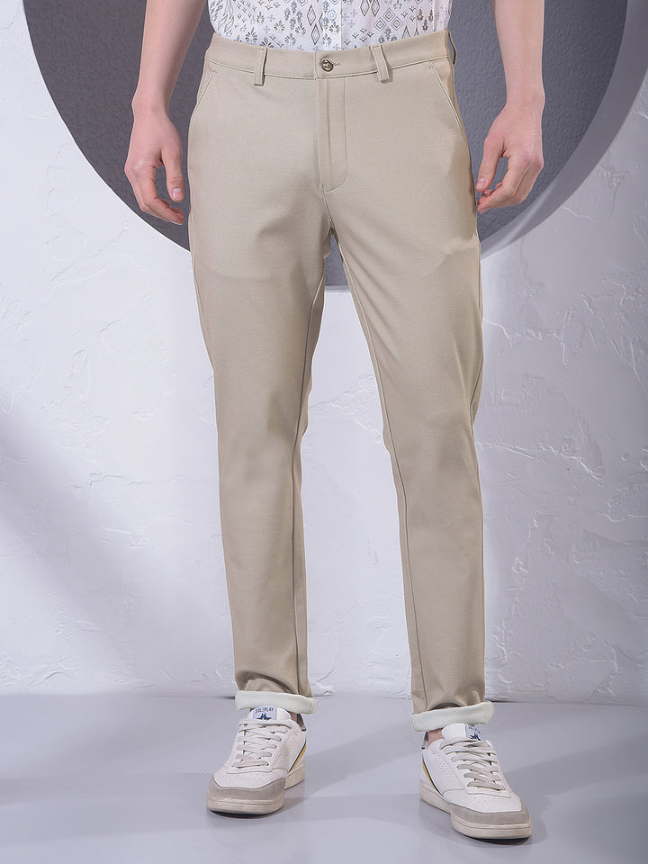 Comfort Beige Knitted Trousers-Men Trousers-Crimsoune Club