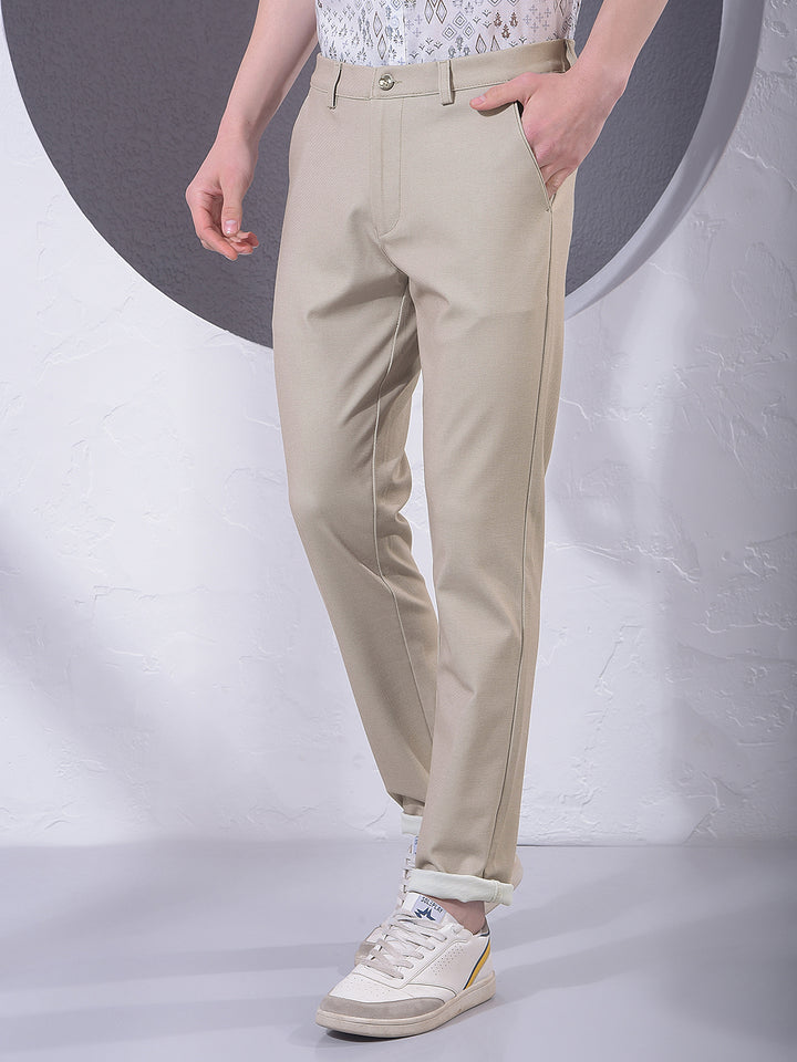 Comfort Beige Knitted Trousers-Men Trousers-Crimsoune Club