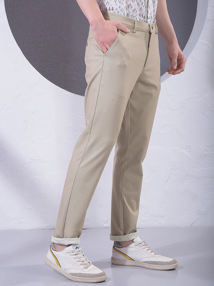 Comfort Beige Knitted Trousers-Men Trousers-Crimsoune Club