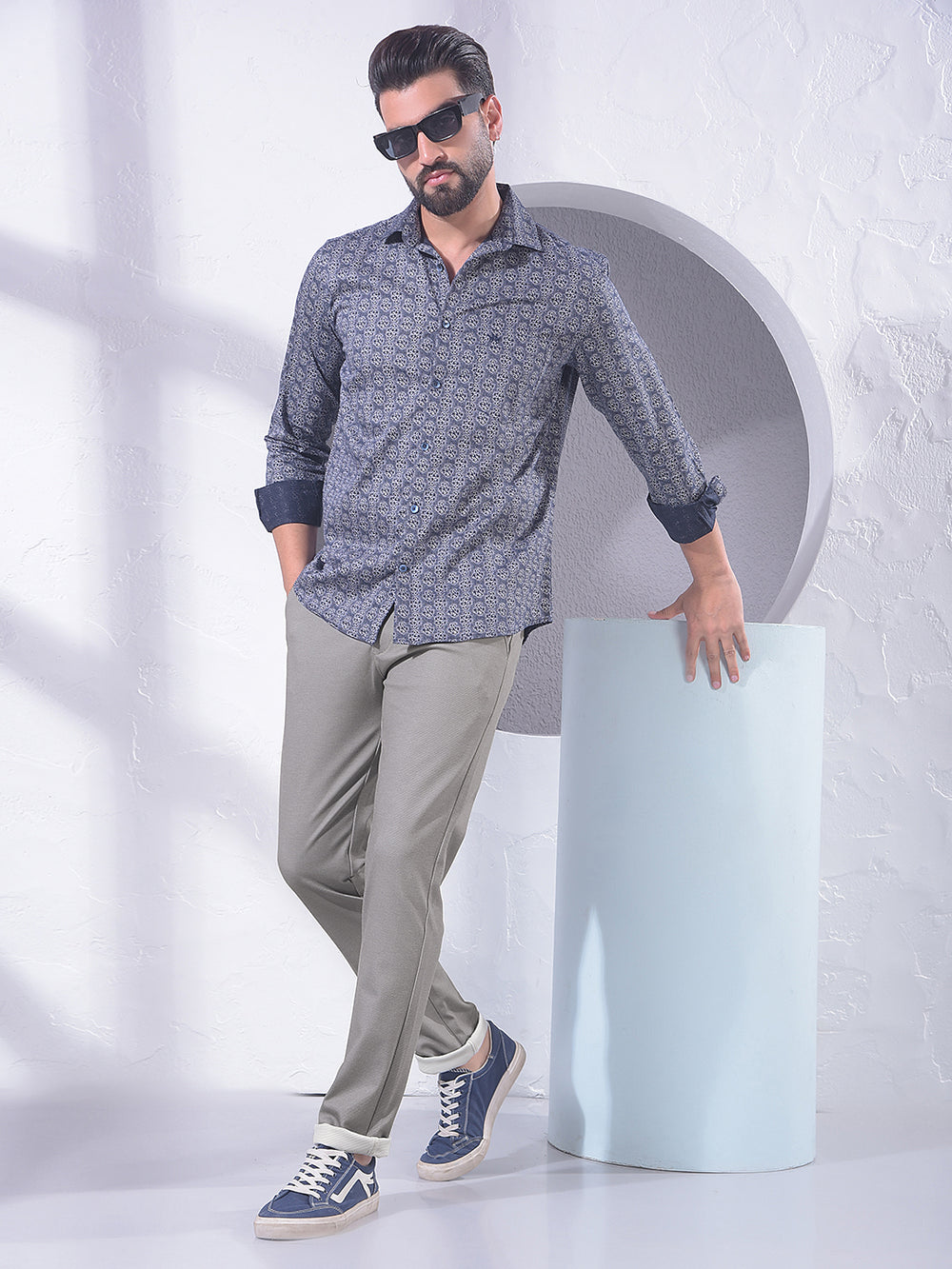 Soft Grey Knitted Trousers-Men Trousers-Crimsoune Club