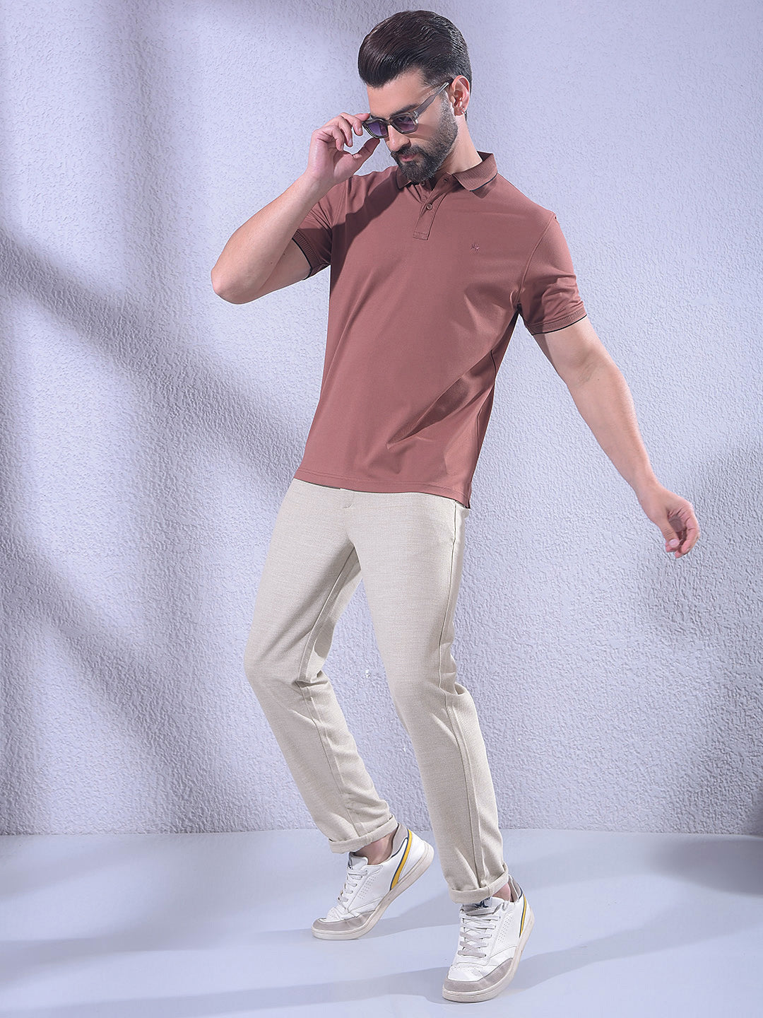 Khaki Chinos Trousers-Men Trousers-Crimsoune Club