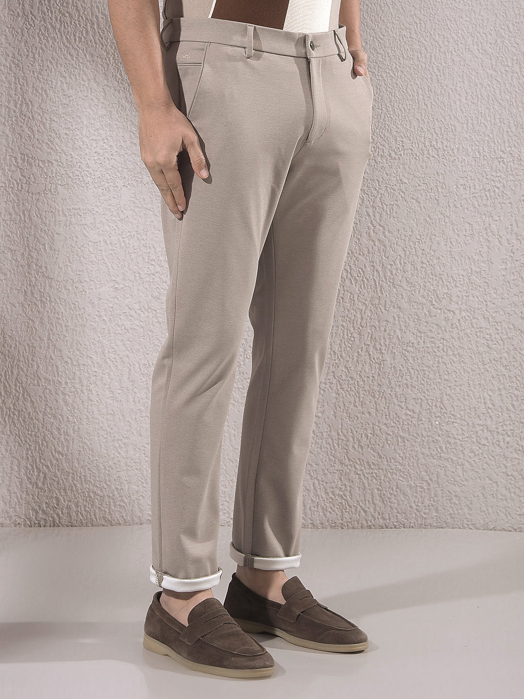 Khaki Knitted Trousers-Men Trousers-Crimsoune Club