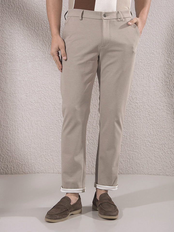 Khaki Knitted Trousers-Men Trousers-Crimsoune Club