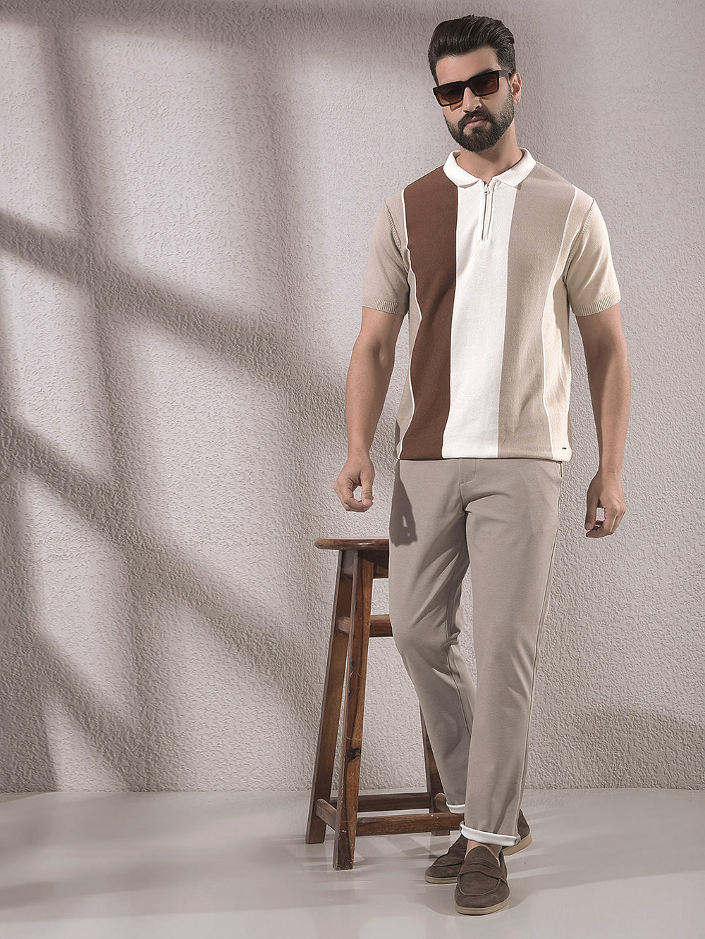 Khaki Knitted Trousers-Men Trousers-Crimsoune Club
