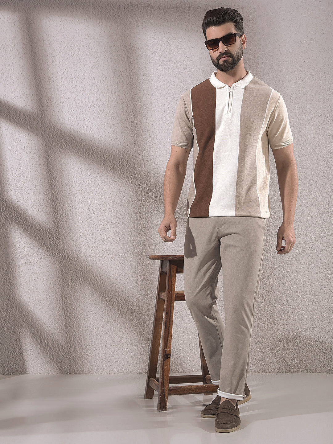 Khaki Knitted Trousers-Men Trousers-Crimsoune Club