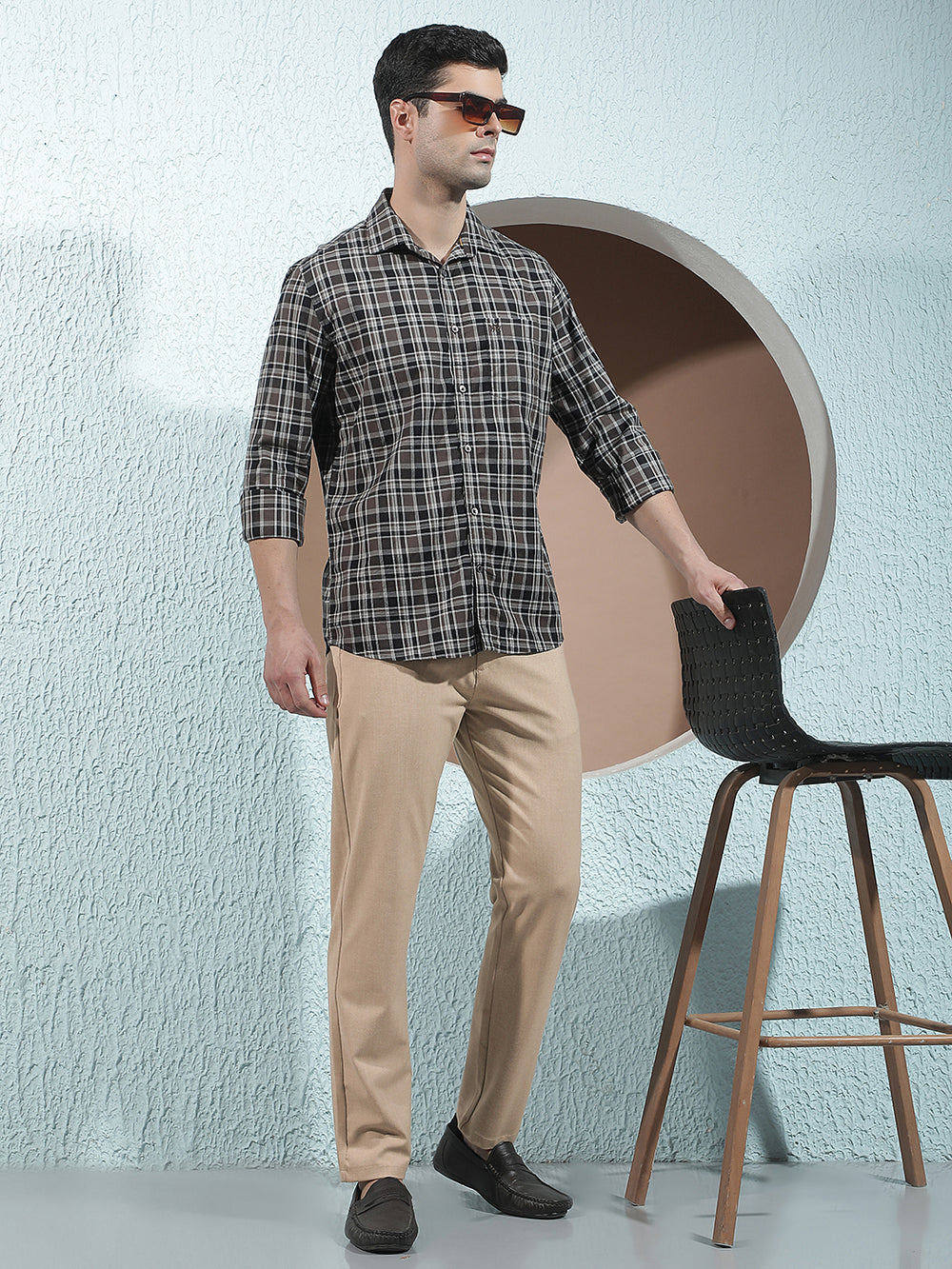 Beige Easy Wear Trousers-Men Trousers-Crimsoune Club