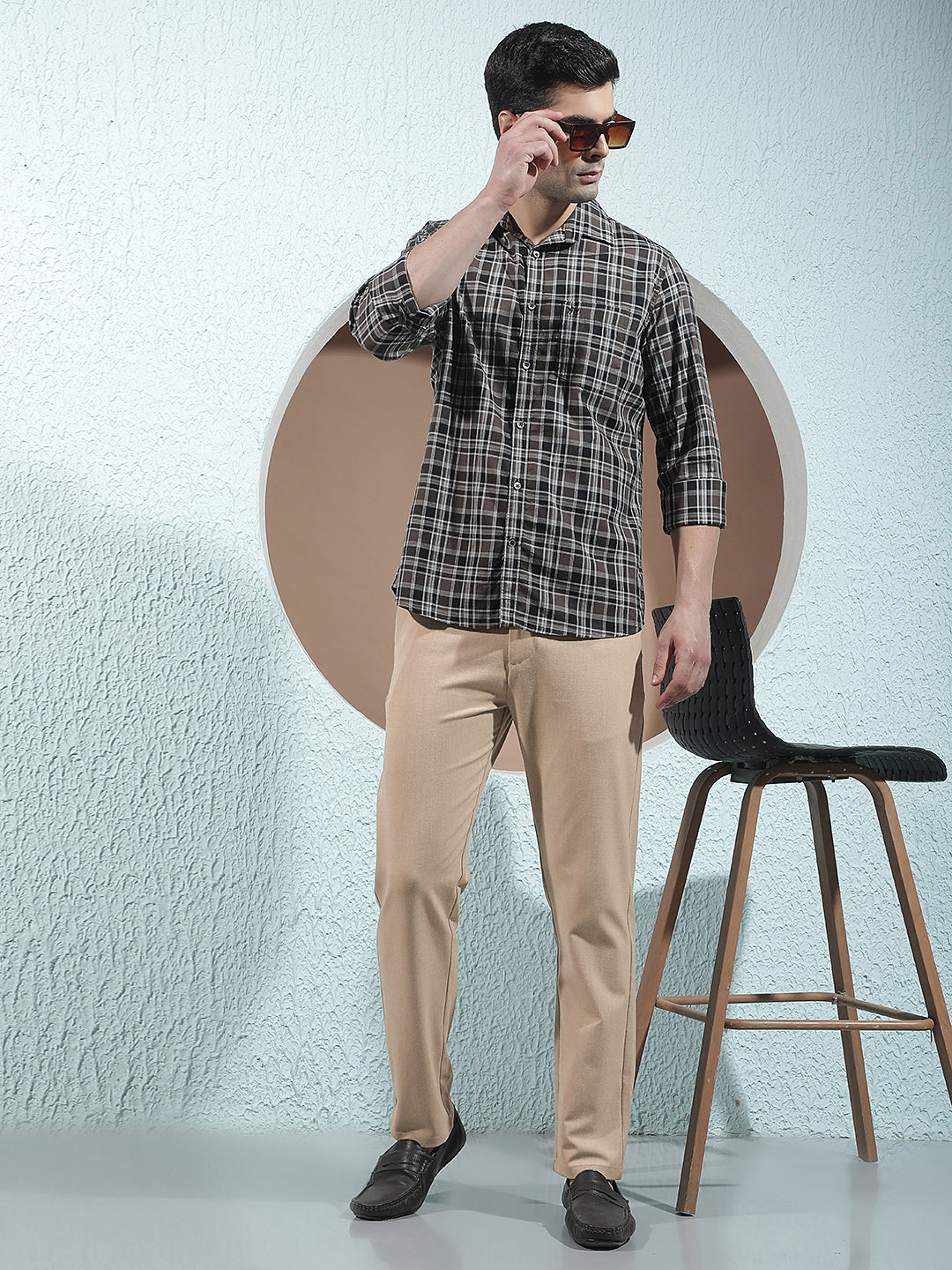 Beige Easy Wear Trousers-Men Trousers-Crimsoune Club