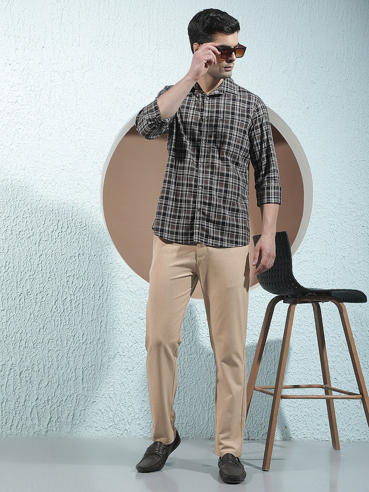 Beige Easy Wear Trousers-Men Trousers-Crimsoune Club