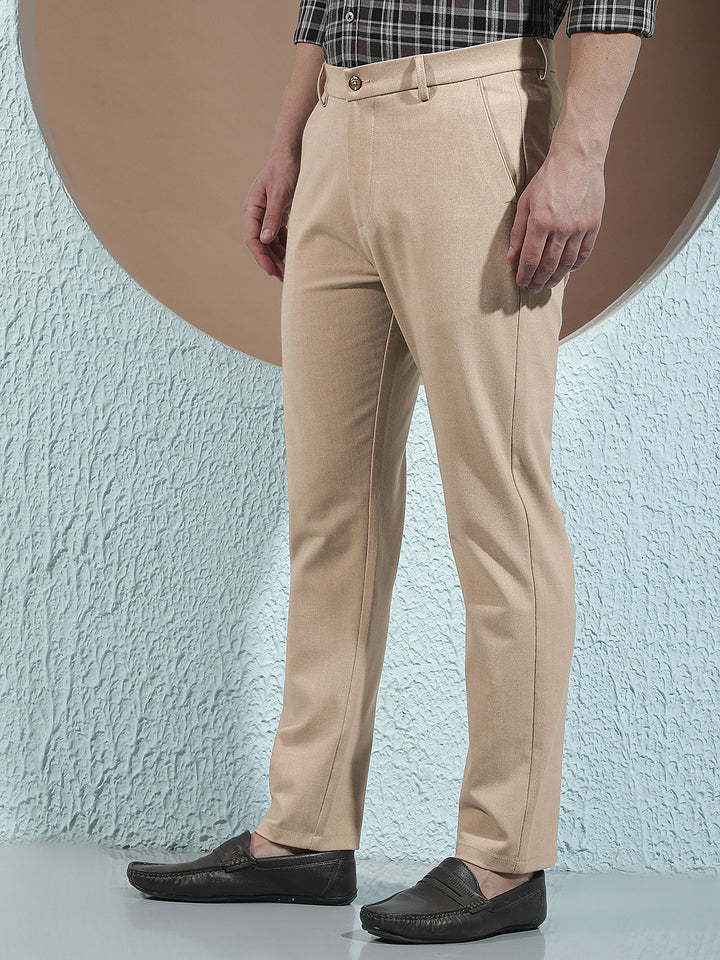 Beige Easy Wear Trousers-Men Trousers-Crimsoune Club