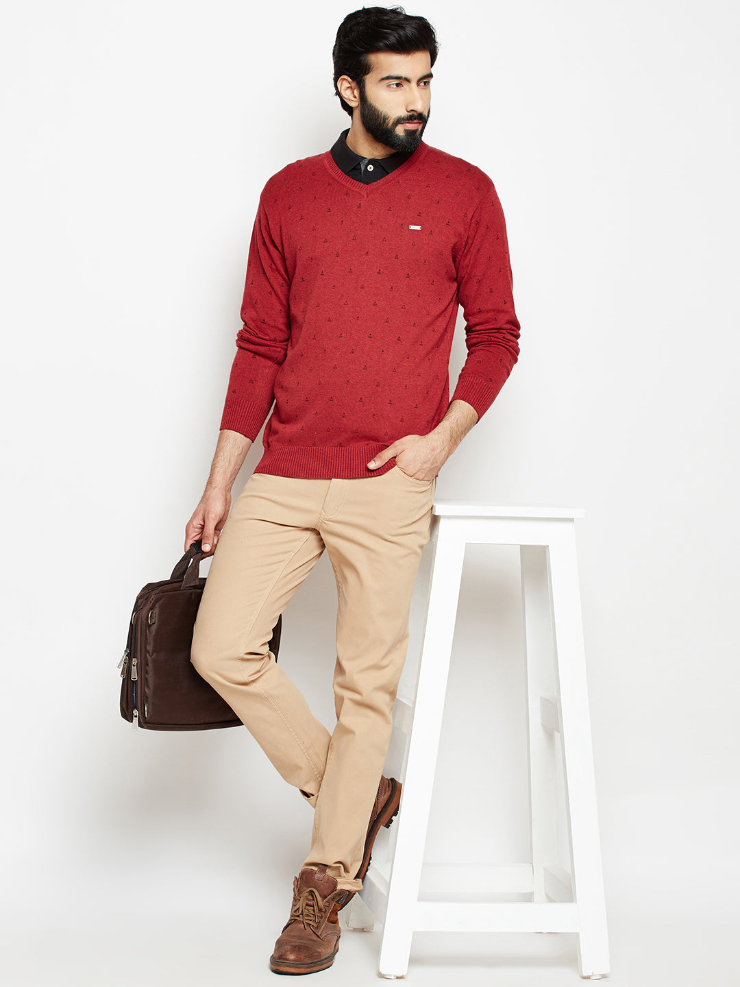 Red Printed Sweater-Men Sweaters-Crimsoune Club