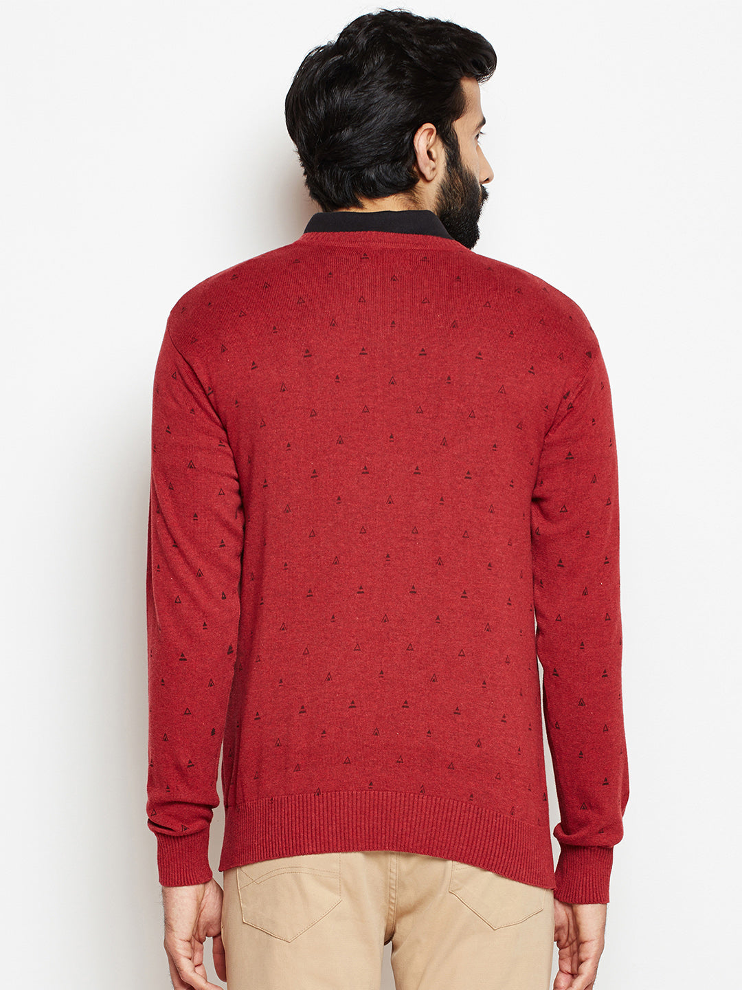 Red Printed Sweater-Men Sweaters-Crimsoune Club