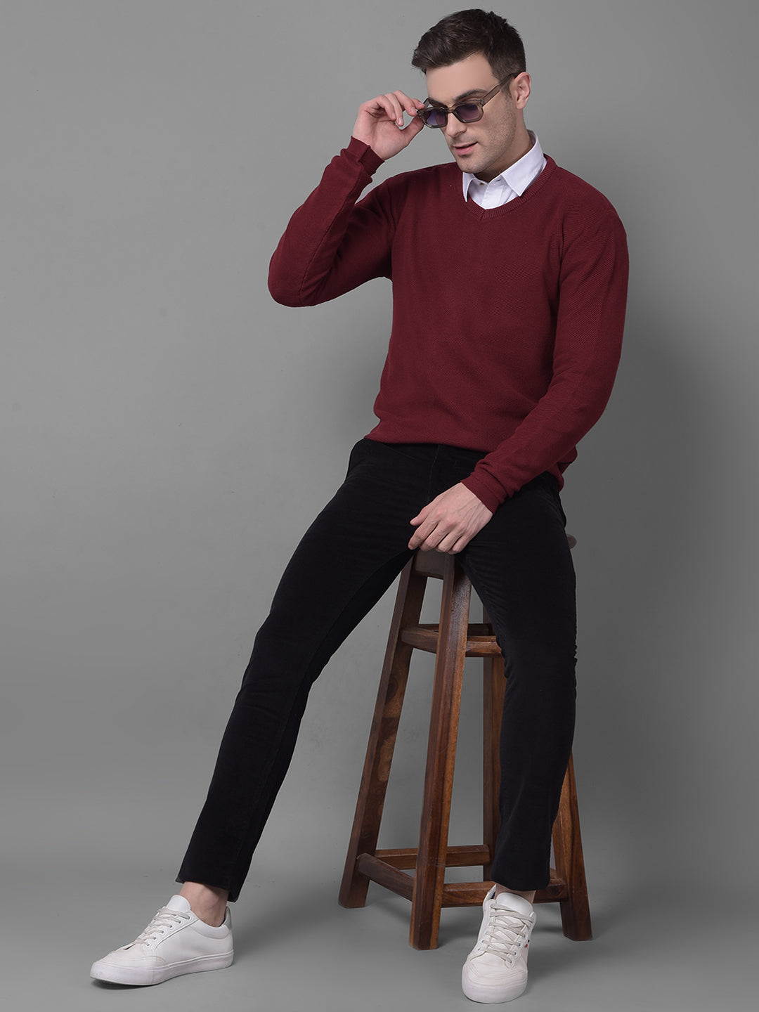 Maroon Sweater-Men Sweaters-Crimsoune Club