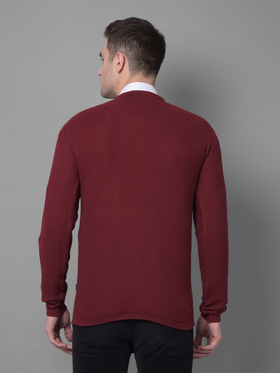 Maroon Sweater-Men Sweaters-Crimsoune Club