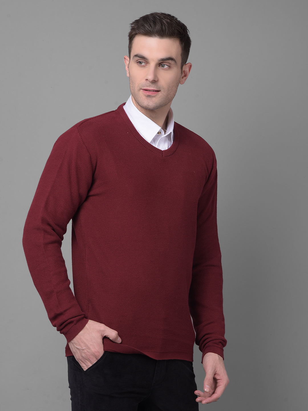 Maroon Sweater-Men Sweaters-Crimsoune Club