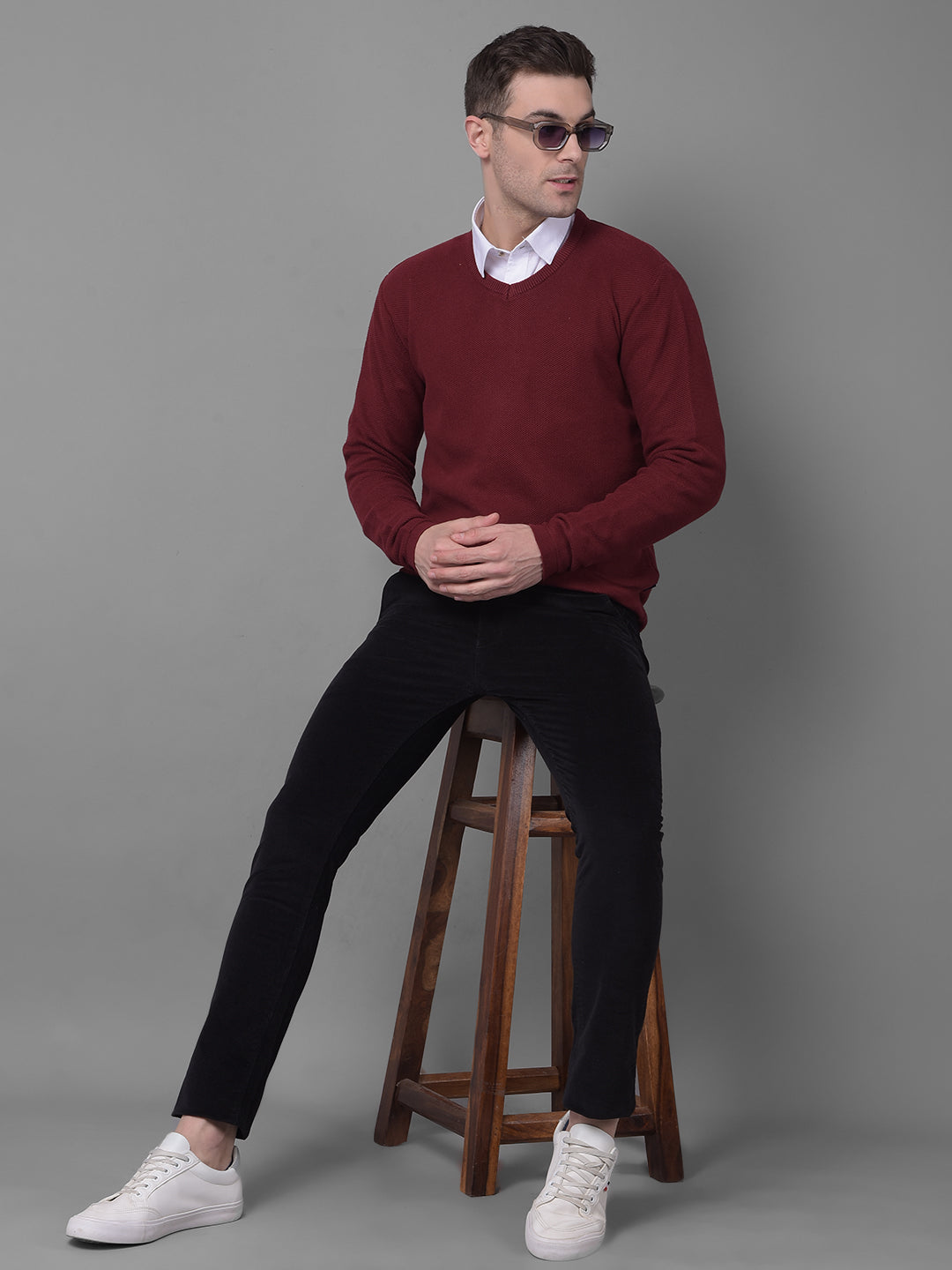 Maroon Sweater-Men Sweaters-Crimsoune Club