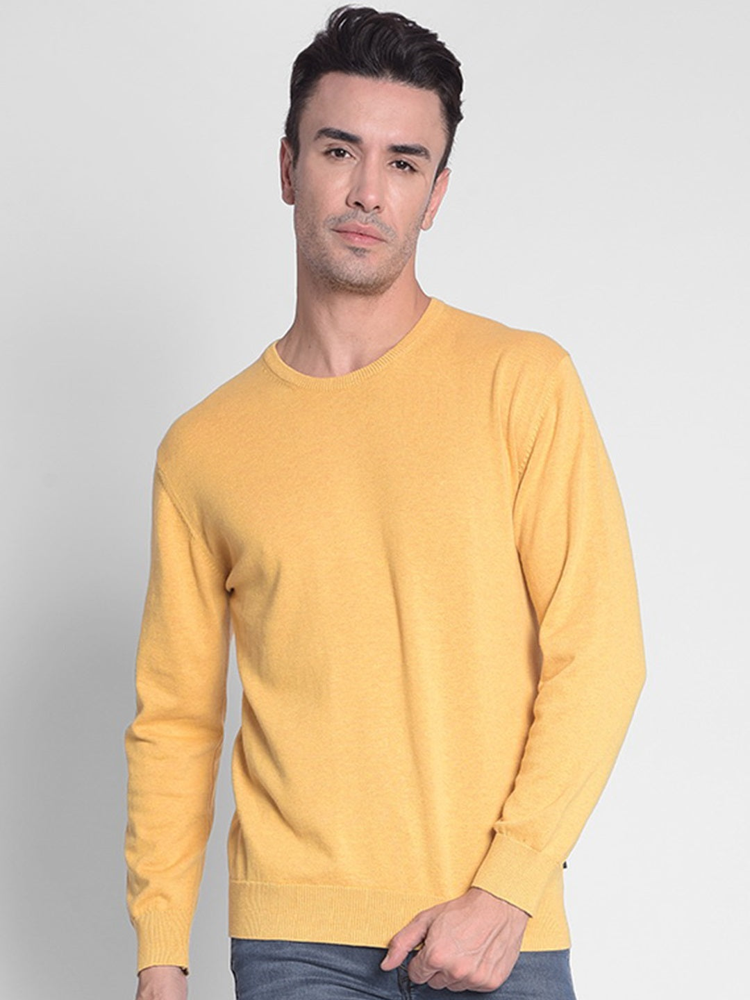 Mustard Sweater-Men Sweaters-Crimsoune Club