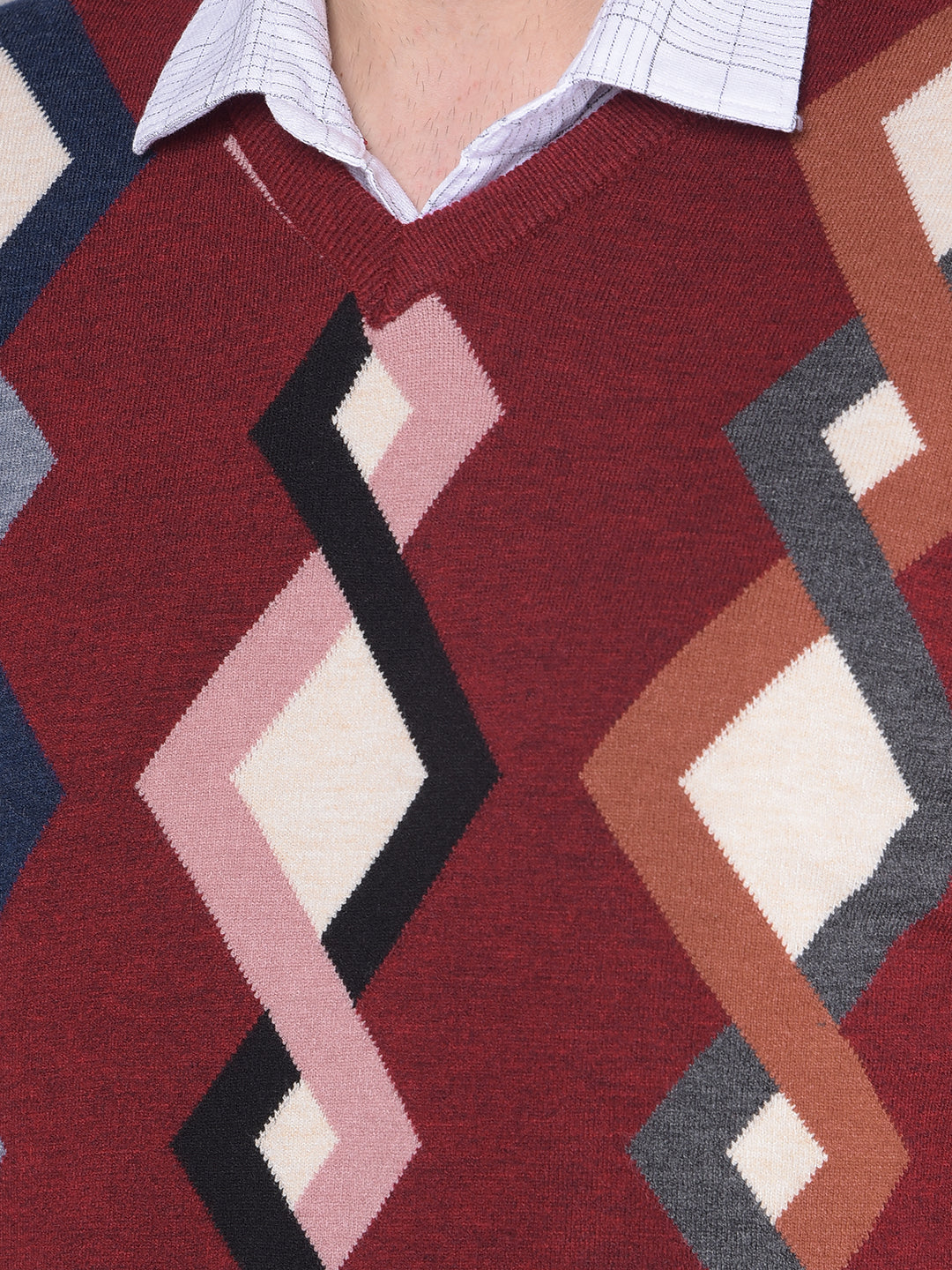 Maroon Printed Sweater-Men Sweaters-Crimsoune Club