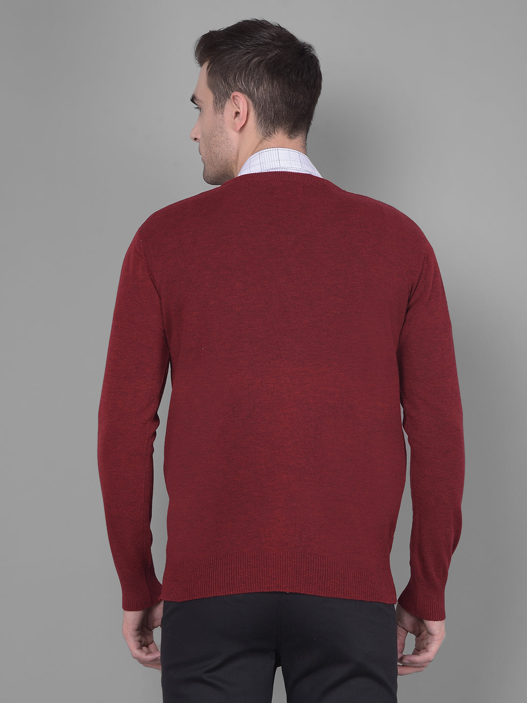 Maroon Printed Sweater-Men Sweaters-Crimsoune Club