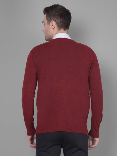 Maroon Printed Sweater-Men Sweaters-Crimsoune Club