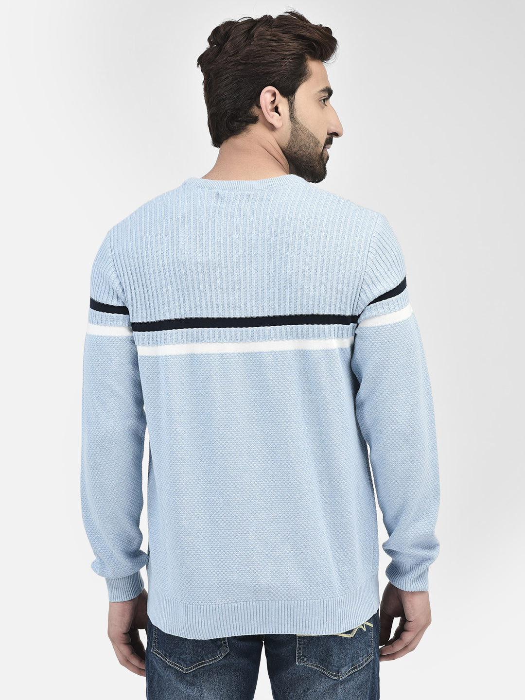 Blue Stripes Sweater-Men Sweaters-Crimsoune Club