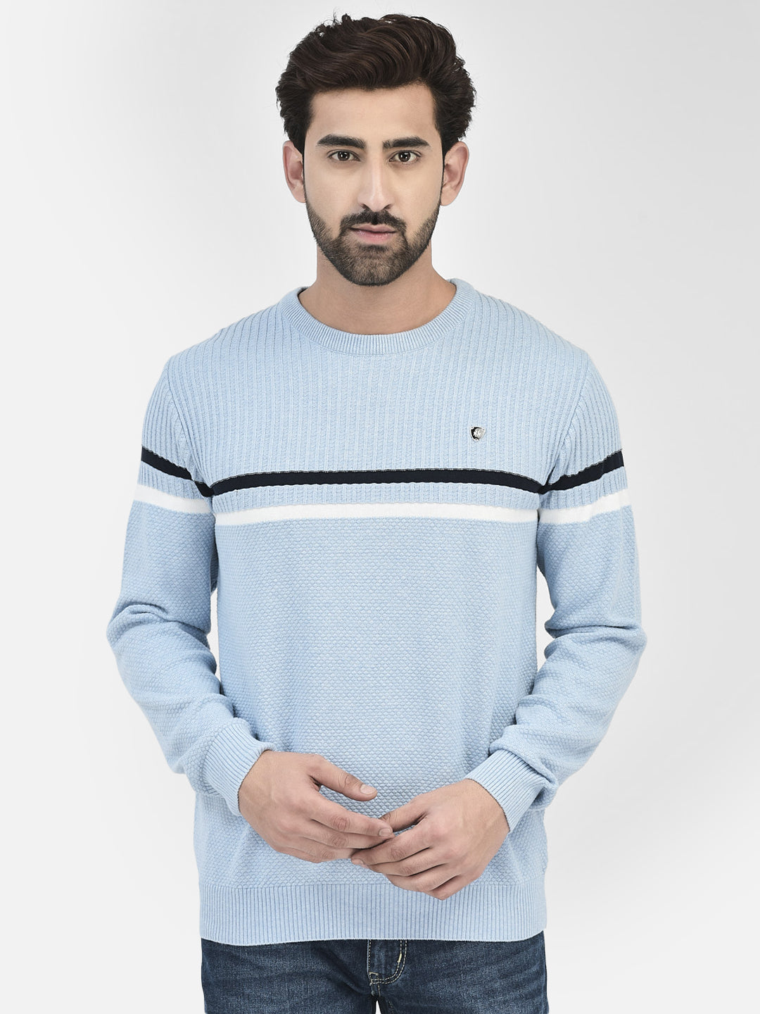 Blue Stripes Sweater-Men Sweaters-Crimsoune Club