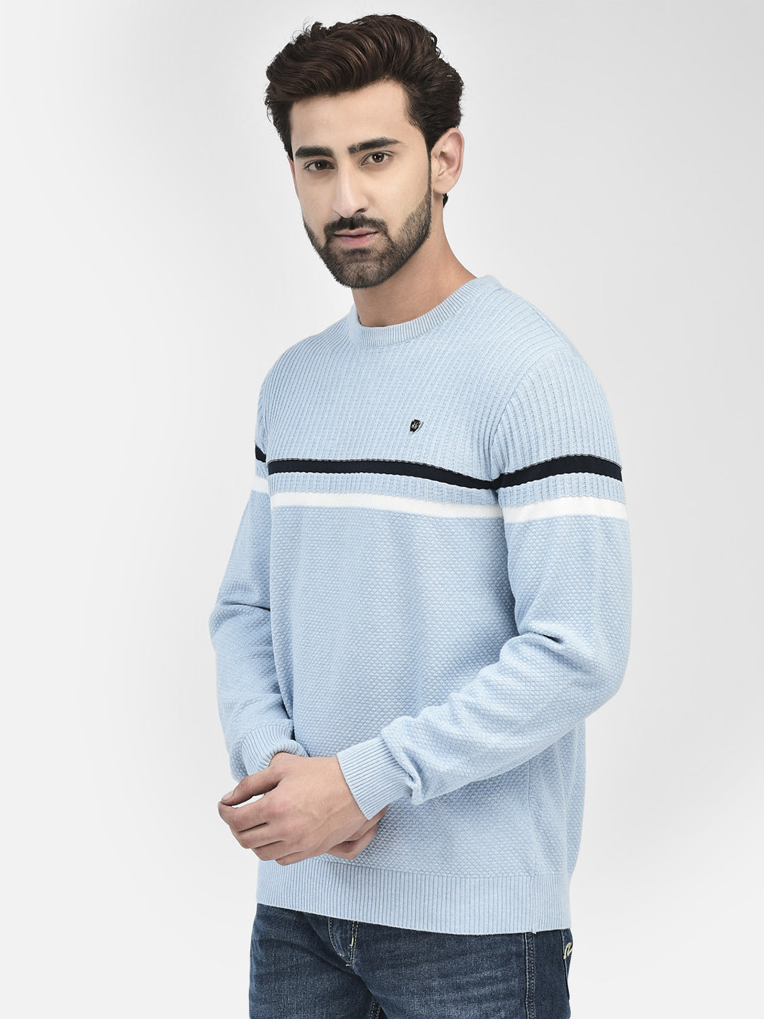 Blue Stripes Sweater-Men Sweaters-Crimsoune Club