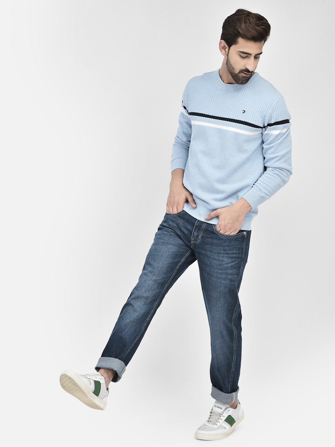 Blue Stripes Sweater-Men Sweaters-Crimsoune Club