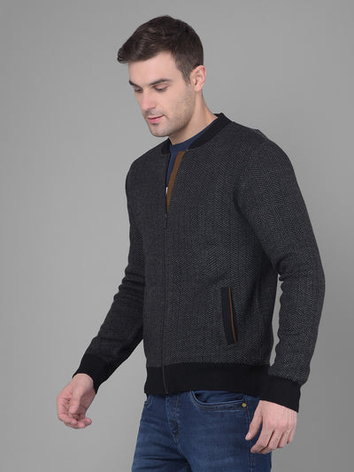 Black Printed Sweater-Men Sweaters-Crimsoune Club