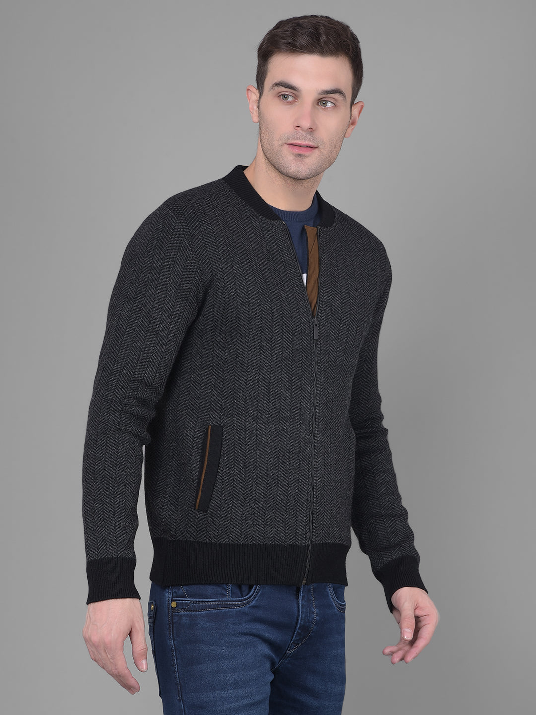 Black Printed Sweater-Men Sweaters-Crimsoune Club