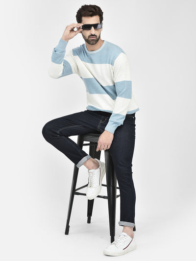 Blue Stripes Sweater-Men Sweaters-Crimsoune Club