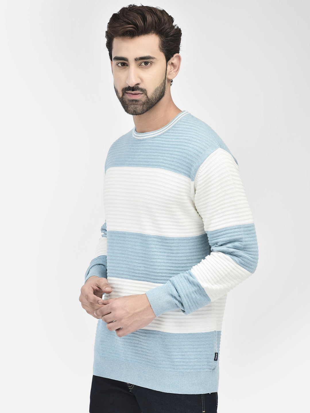 Blue Stripes Sweater-Men Sweaters-Crimsoune Club