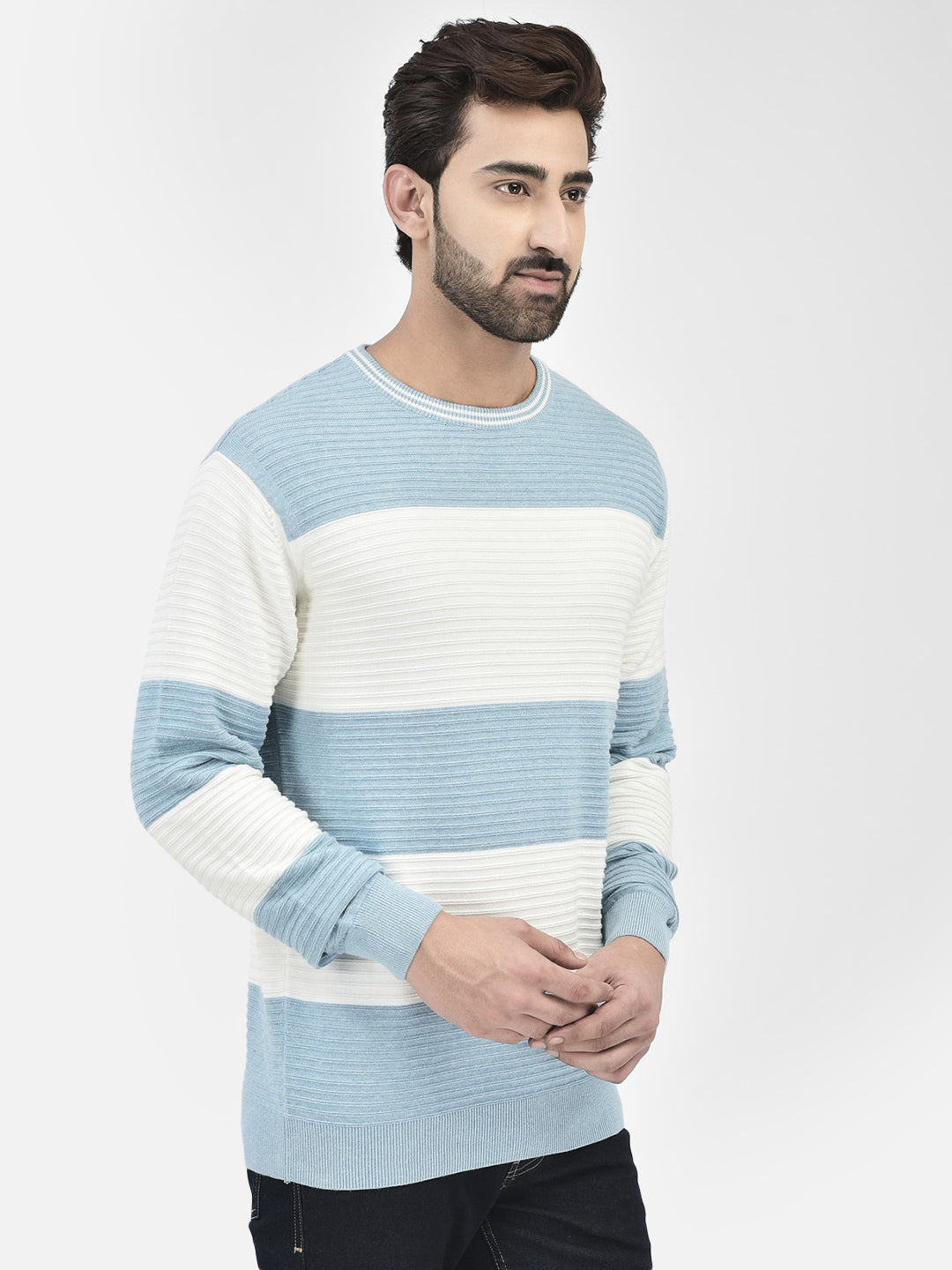 Blue Stripes Sweater-Men Sweaters-Crimsoune Club