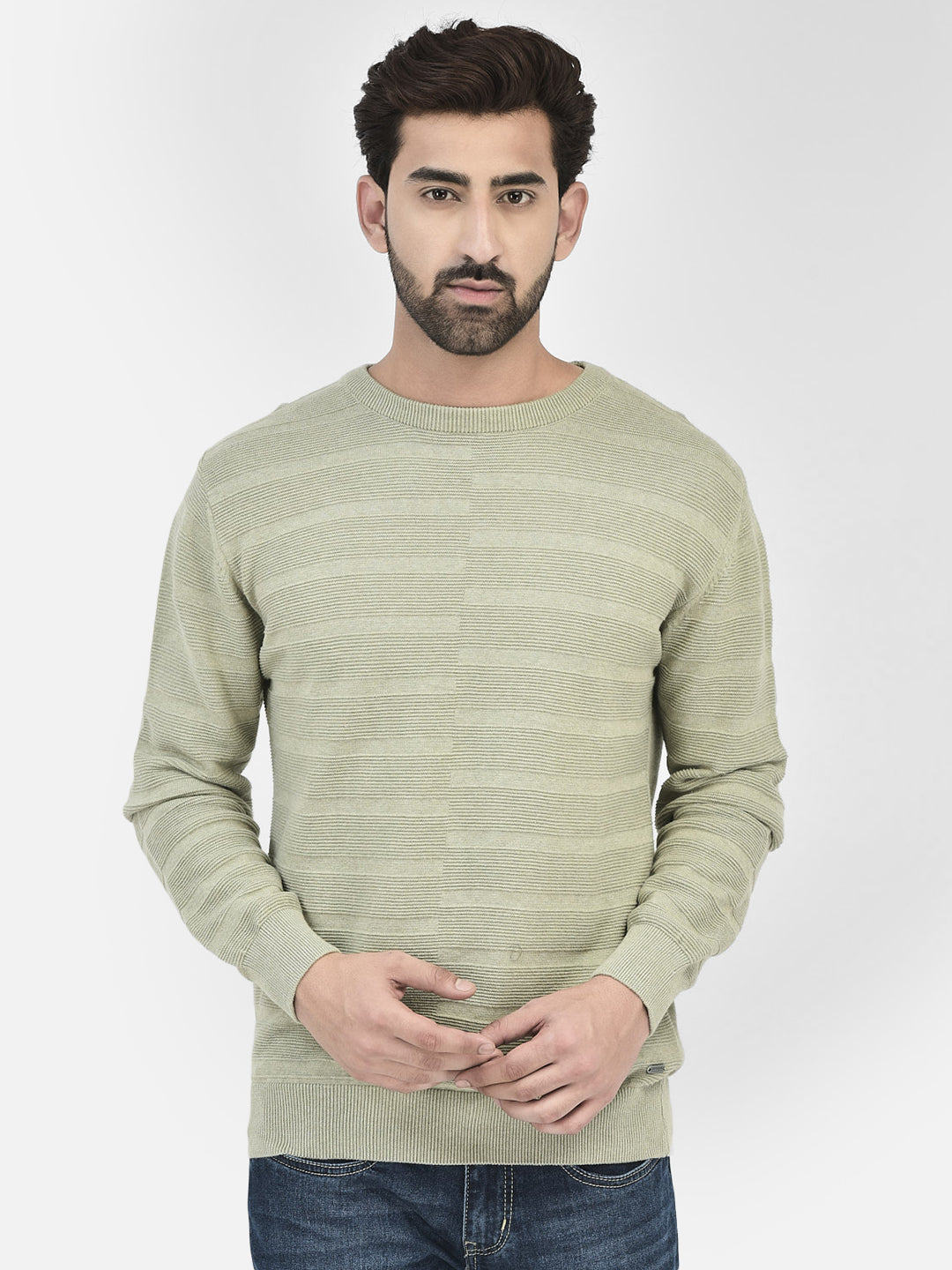 Olive Stripes Sweater-Men Sweaters-Crimsoune Club