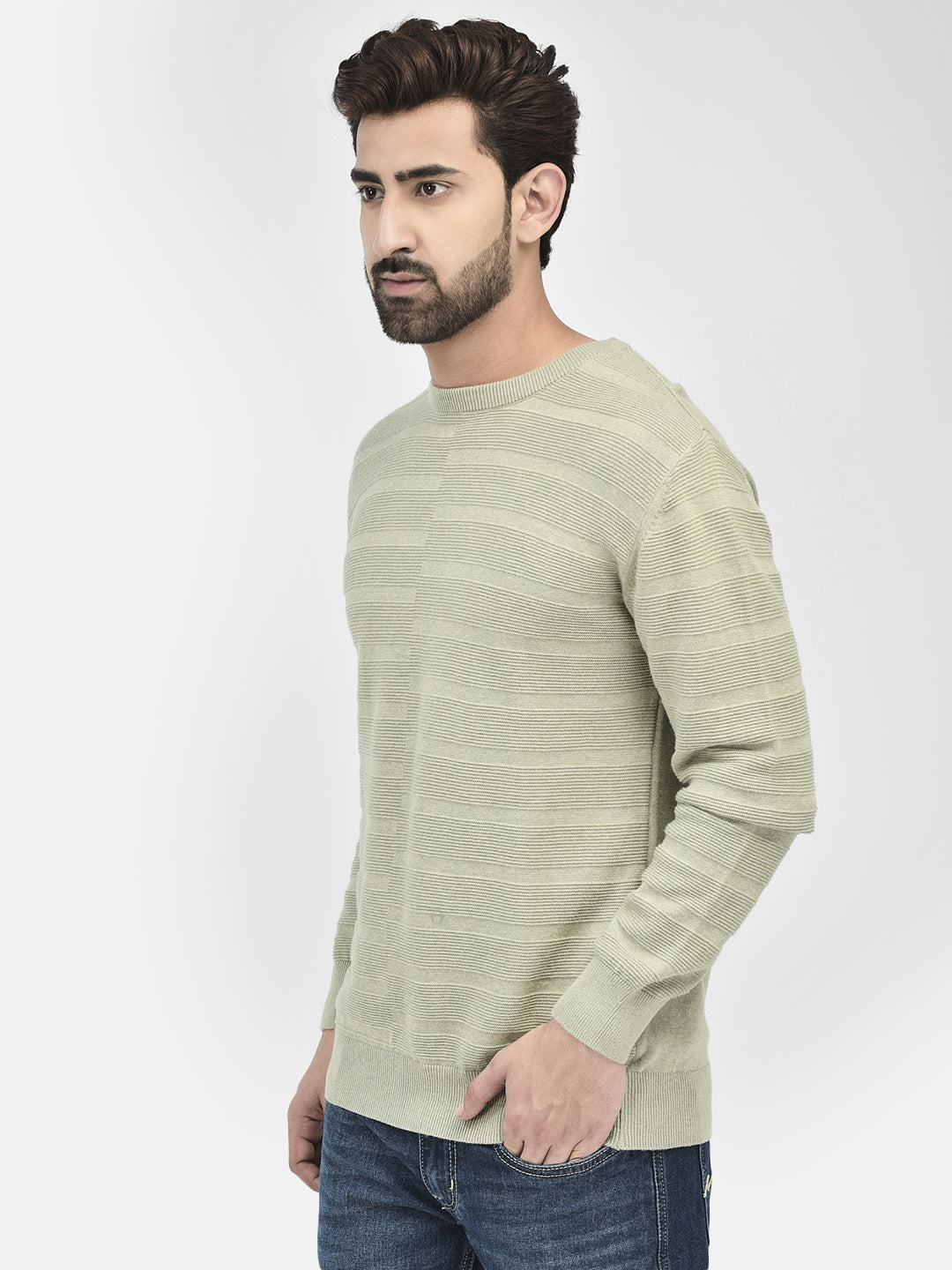 Olive Stripes Sweater-Men Sweaters-Crimsoune Club