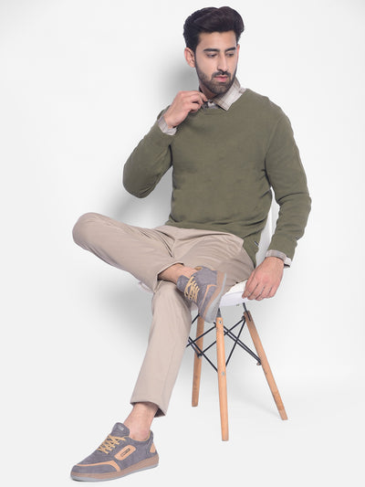 Olive Sweater-Men Sweaters-Crimsoune Club