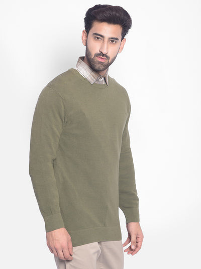 Olive Sweater-Men Sweaters-Crimsoune Club